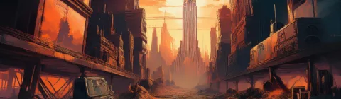 Firefly Create an illustrated image of a post apocalyptic new york 18131